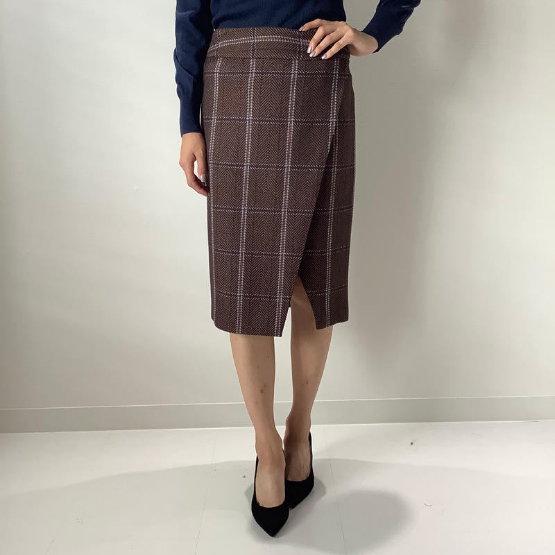スリットスカート ブラウンチェック