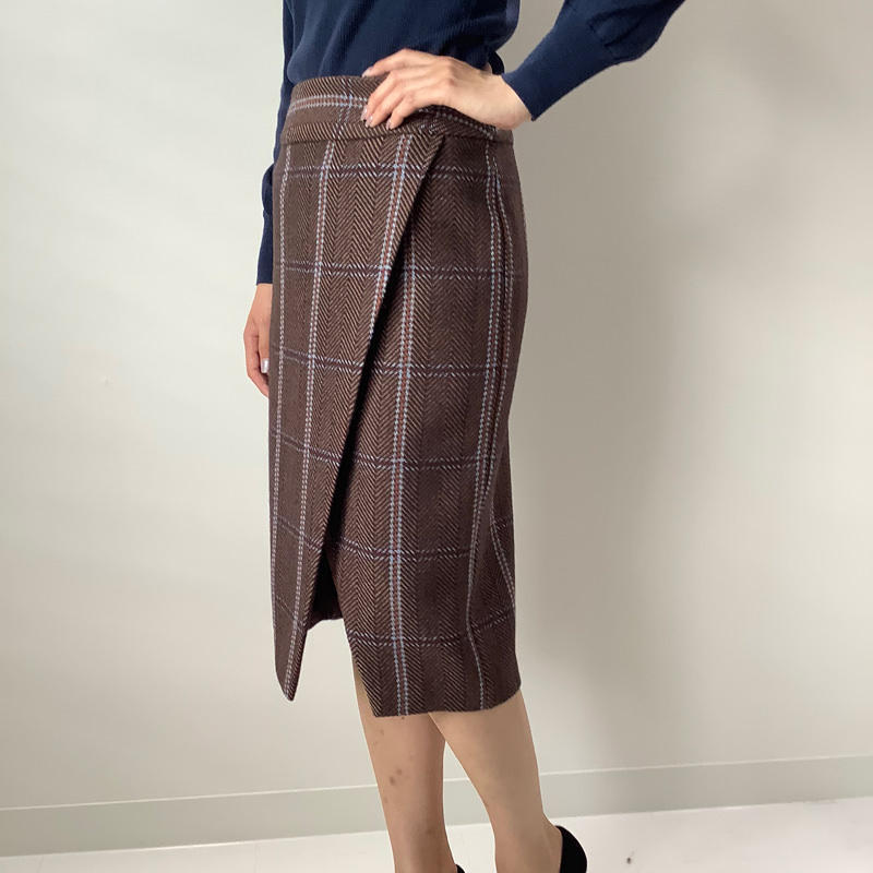 スリットスカート ブラウンチェック