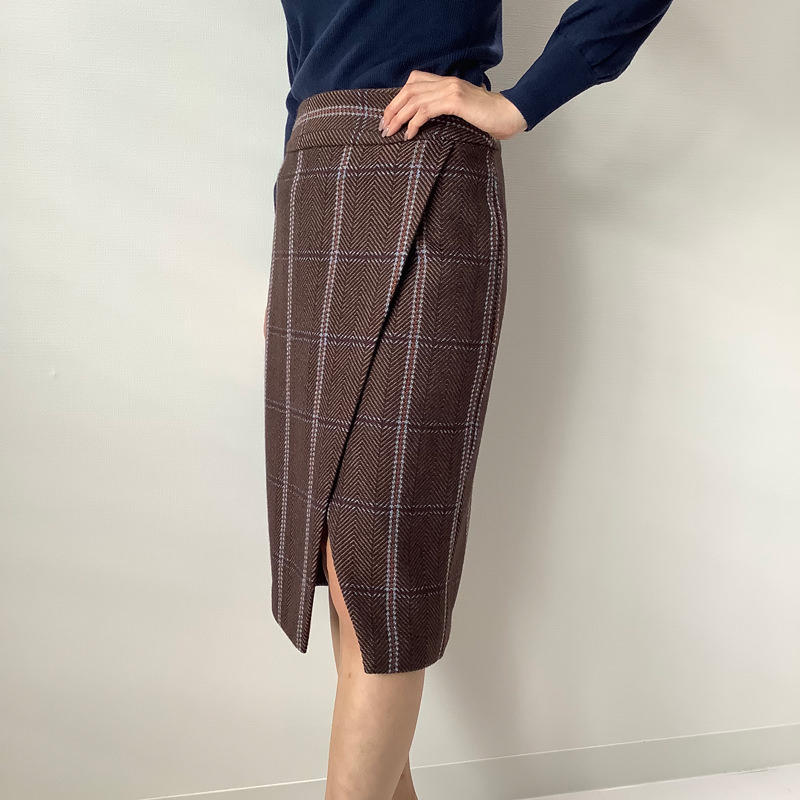 スリットスカート ブラウンチェック