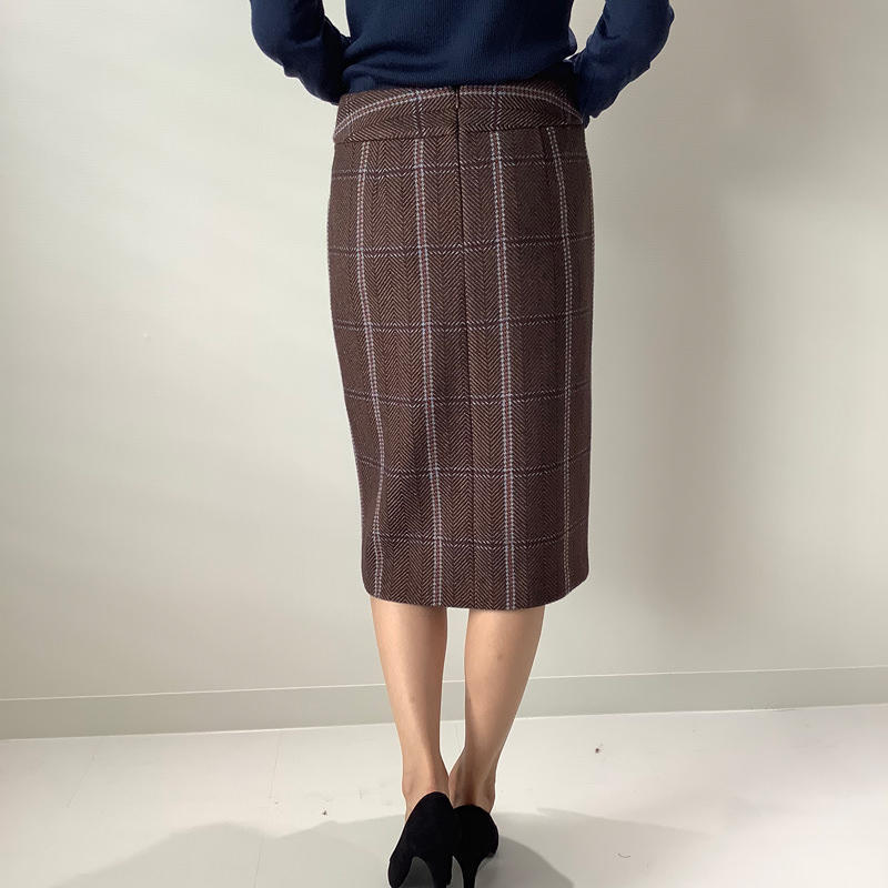 スリットスカート ブラウンチェック
