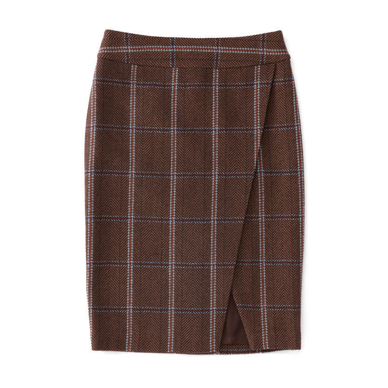スリットスカート ブラウンチェック