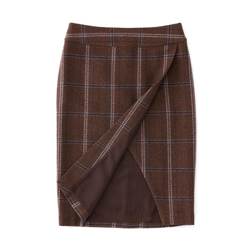 スリットスカート ブラウンチェック