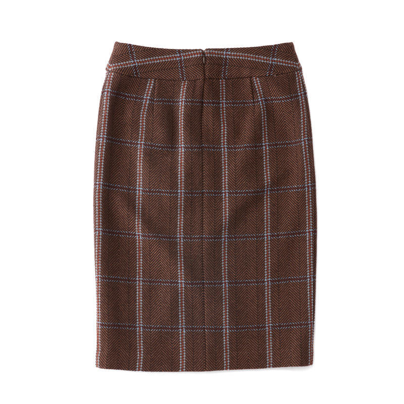 スリットスカート ブラウンチェック