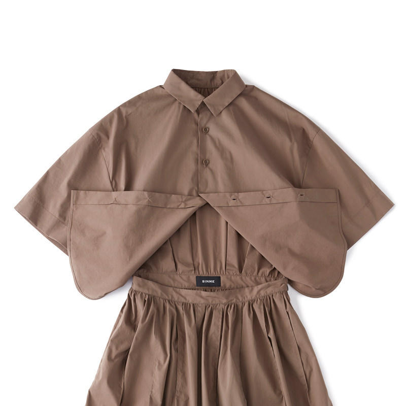 ロングシャツワンピース カーキ