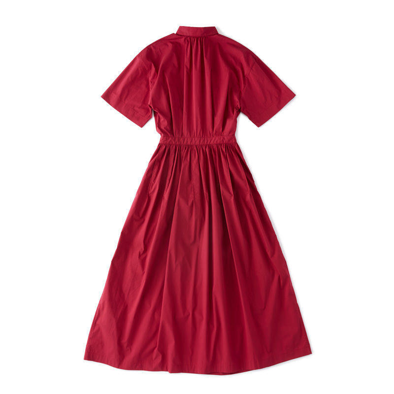 ロングシャツワンピース ボルドー