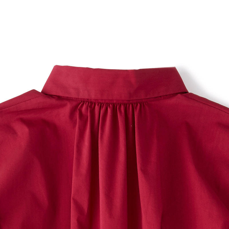 ロングシャツワンピース ボルドー